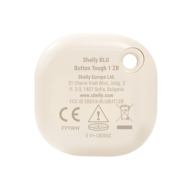 Shelly BLU Button Tough 1 ZB Marfim — Botão robusto Bluetooth + Zigbee, IP54 - Image 2