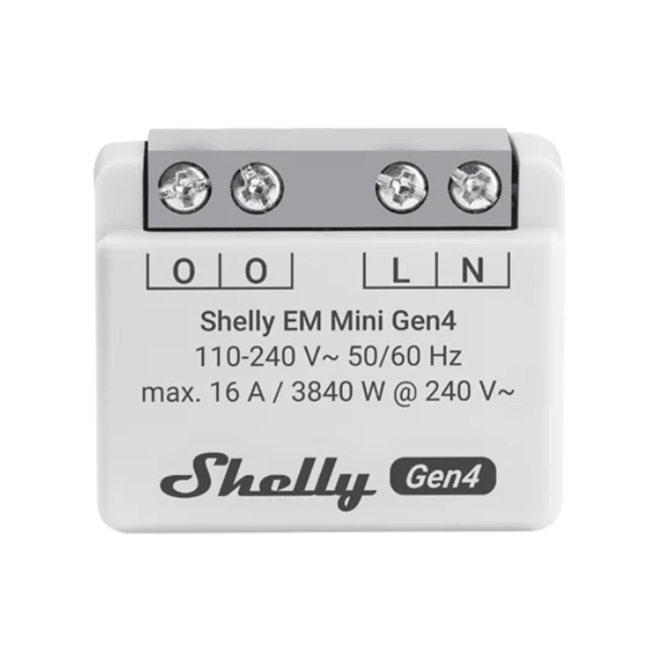 Shelly EM Mini Gen4 — Mini Medidor de Energia Monofásico 16A Wi-Fi + Bluetooth + Zigbee + Matter