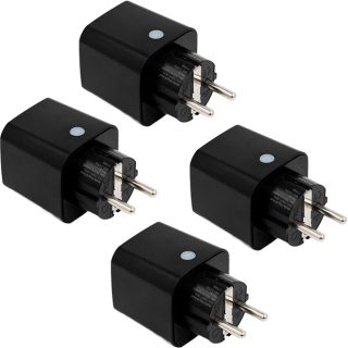 Shelly Plug M Gen3 Preto 4 unid. — Tomada Inteligente 13A 3000W com Medição Wi-Fi + Bluetooth