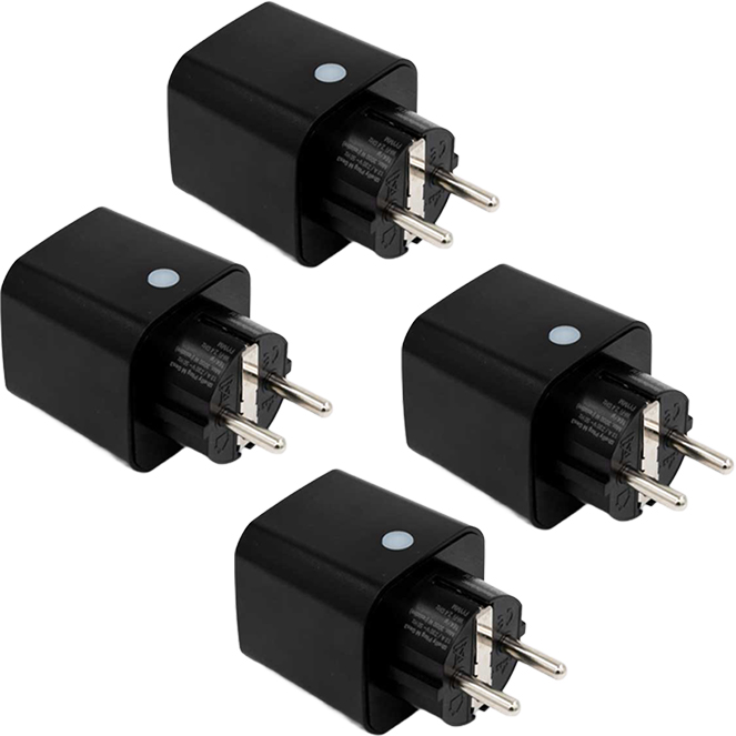 Shelly Plug M Gen3 Preto 4 unid. — Tomada Inteligente 13A 3000W com Medição Wi-Fi + Bluetooth