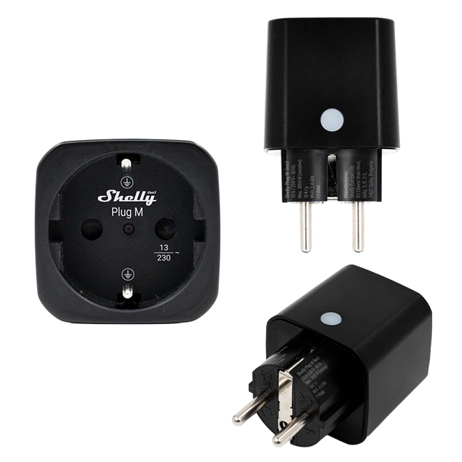 Shelly Plug M Gen3 Preto — Tomada Inteligente 13A 3000W com Medição Wi-Fi + Bluetooth - Image 2