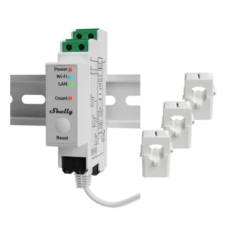 Shelly Pro 3EM 120A v2 — Medidor de Energia Trifásico para Calha DIN Wi-Fi + Bluetooth + LAN