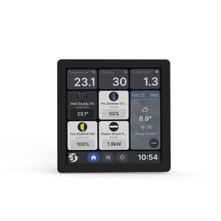 Shelly Wall Display X1i Preto — Painel de controlo táctil 4" com relé integrado, Wi-Fi 6 + Bluetooth